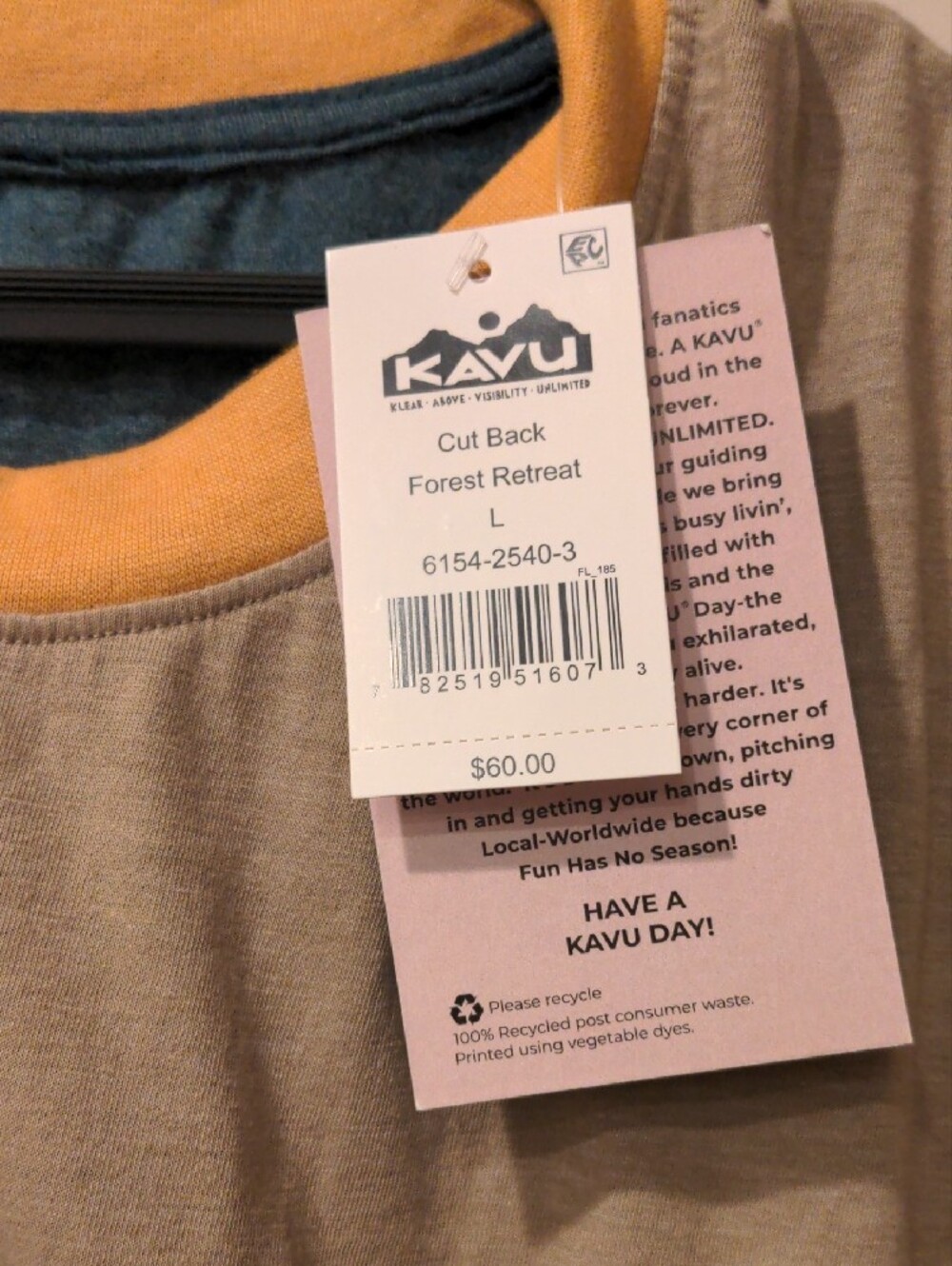 Kavu Teal, Tan & Mustard Colorblock Pocket T-Shirt Dress - Picture 4 of 4